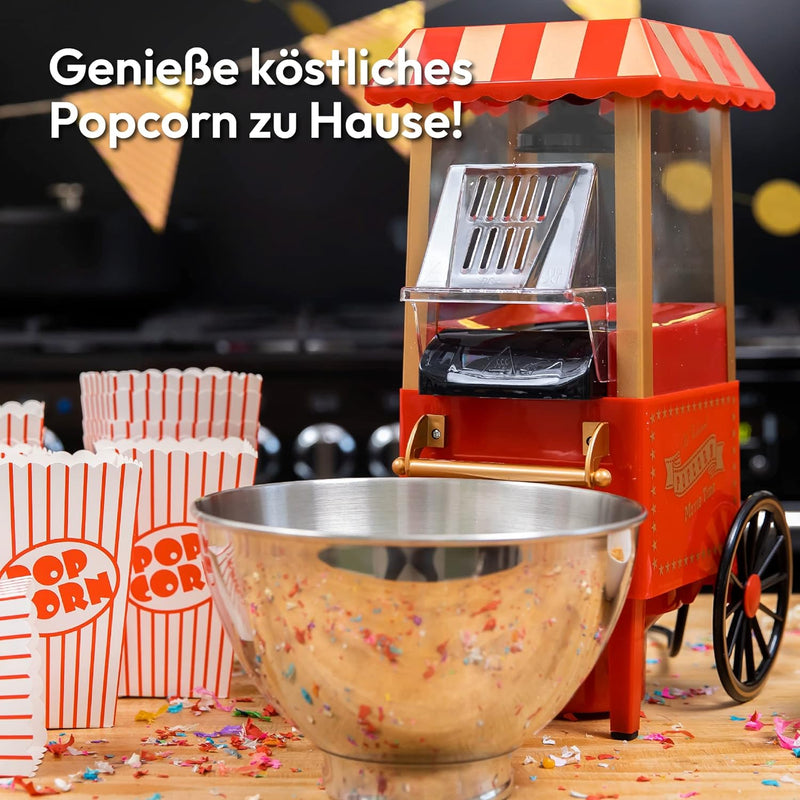 Gadgy Popcorn Maschine Heissluft - Retro Popcorn Maker - Fettfreies Ölfreies Pop Corn - Gesunder Maï