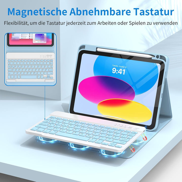 Tastatur Hülle für iPad A16 11 Generation 11 Zoll 2025/10 Generation 10,9 Zoll 2022, Schutzhülle mit