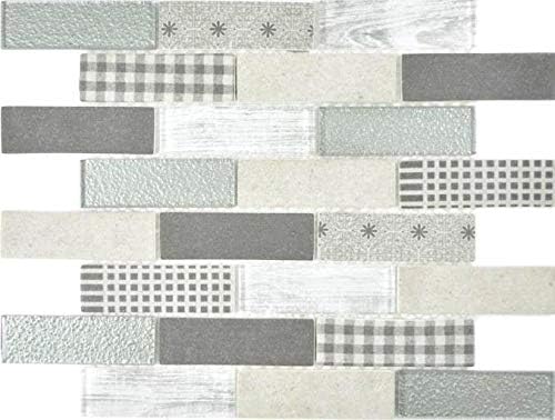 Transluzent Mosaik Brick ECO Glasmosaik Retro grau Wand Boden Küche Dusche Bad Fliesenspiegel|88-R00
