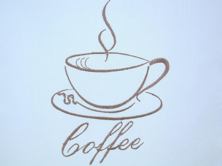 Design Mini Flächenvorhang Set Bestickt Kaffee Coffee | 4057-01 | 3 Teile | Scheibengardine Gesamtbr