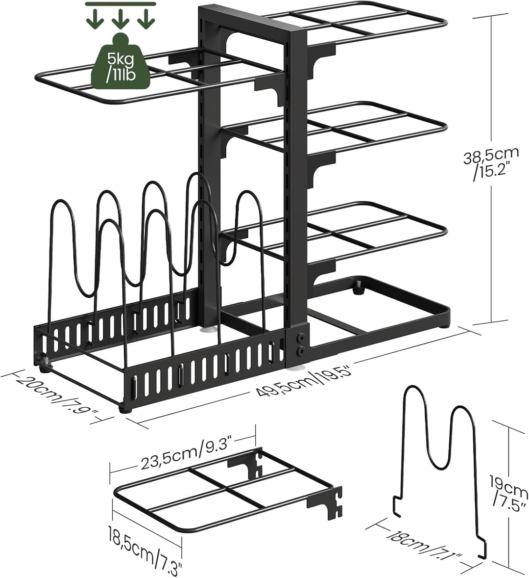 CHOEZON verstellbares Topfregal, doppelseitiger Küchenorganizer, Topf- und Pfannenhalter, Pfannenhal