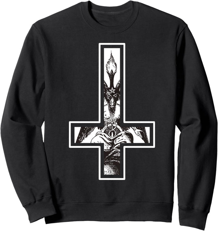 Baphomet Umgedrehtes Kreuz Okkult Satanismus Hail Satan Sweatshirt