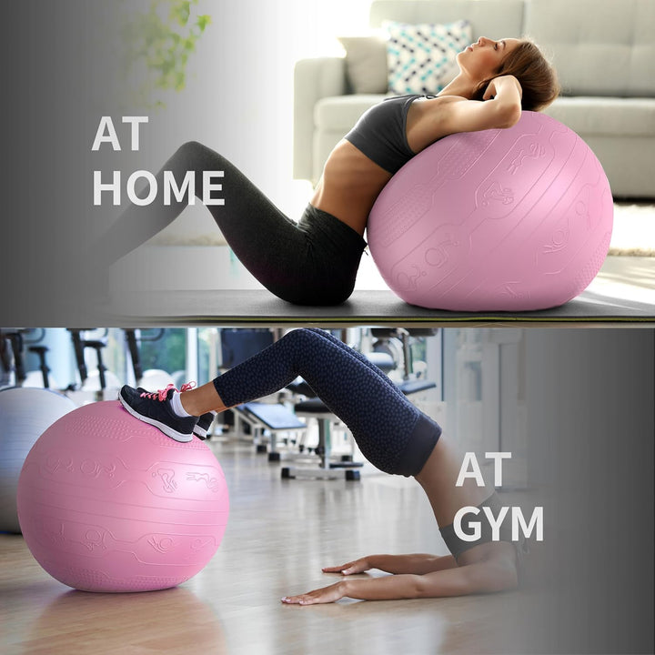 PROIRON Gymnastikball mit geprägtem Muster, Anti-Burst Sitzball 65cm, Pezziball mit Pumpe, Fitnessba