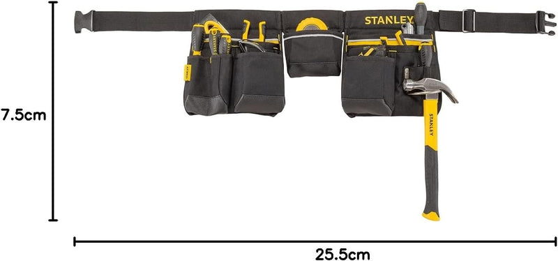 Stanley Werkzeuggürtel verstellbar mit Nageltaschen, Bandmasstasche, Hammerhalter und zahlreichen Be