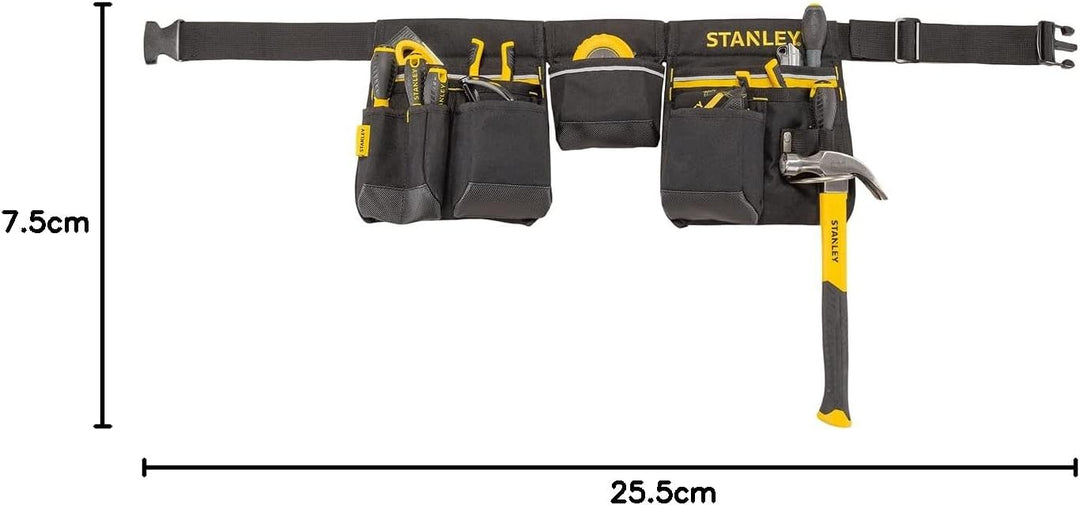 Stanley Werkzeuggürtel verstellbar mit Nageltaschen, Bandmasstasche, Hammerhalter und zahlreichen Be