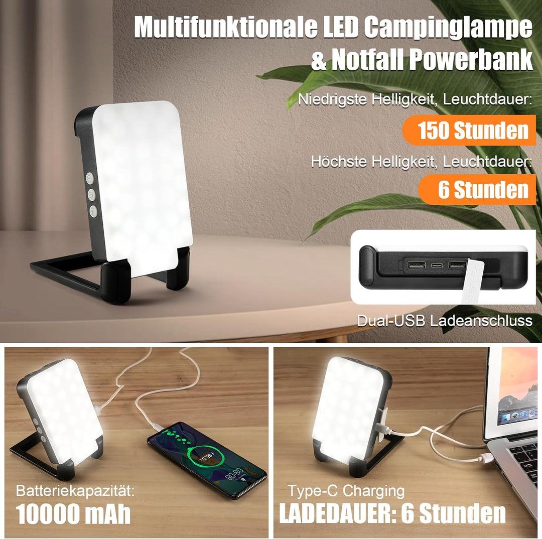 Therlan LED Campinglampe Aufladbar, Tragbare Camping Lampe, 7 Leuchtmodi 1200LM Superhell Zeltlampe
