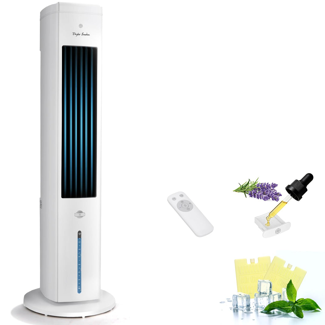 Taylor Swoden Turmventilator mit Wasserkühlung leise, 5-in-1 Luftkühler mit ION-Technologie &amp; Aromad