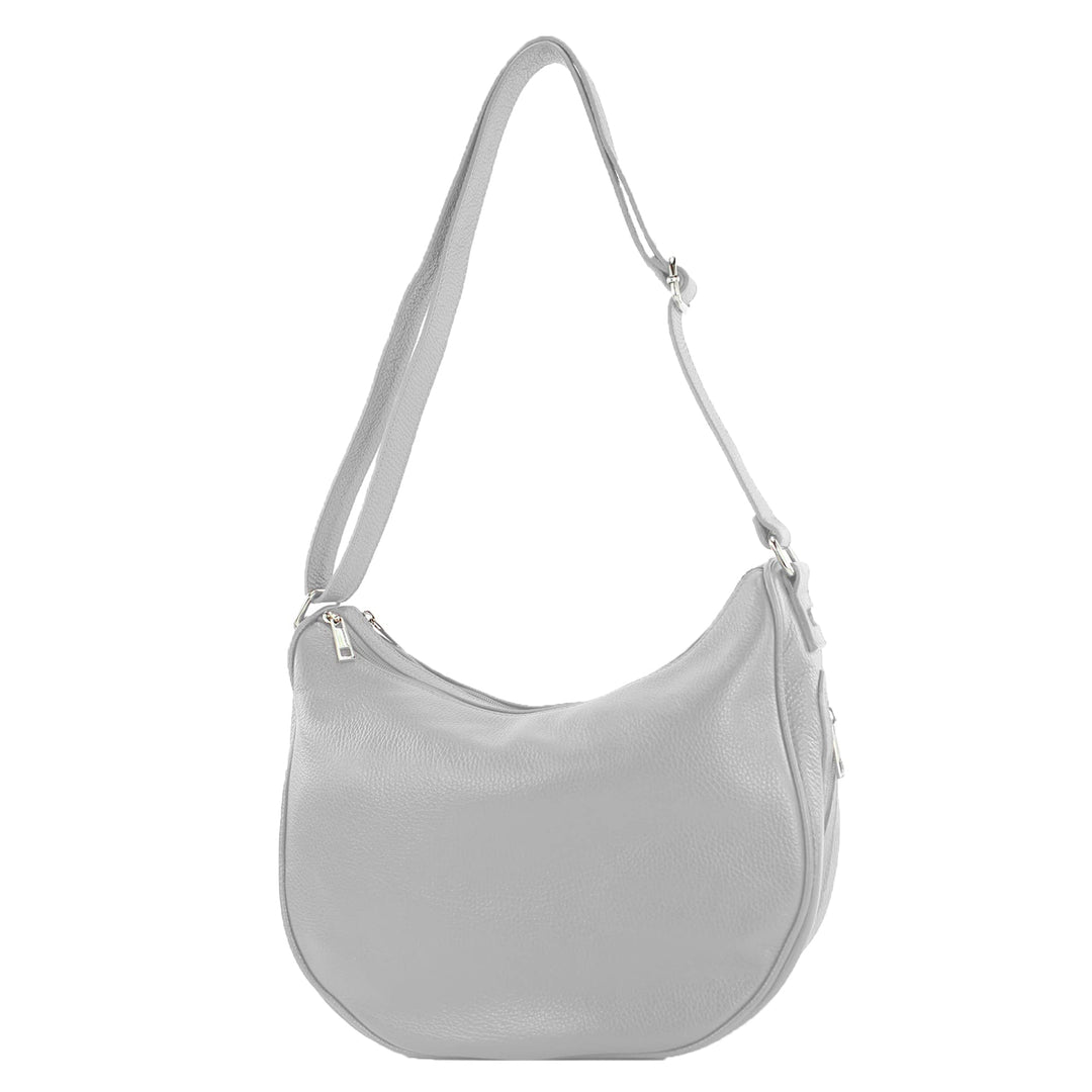 modamoda de - T222 - ital. Umhängetasche Schultertasche aus Leder Telegrau, Telegrau