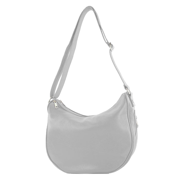 modamoda de - T222 - ital. Umhängetasche Schultertasche aus Leder Telegrau, Telegrau