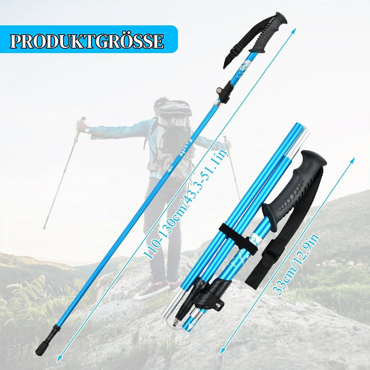 Wanderstöcke Faltbar, Wanderstöcke Teleskop Verstellbar 110-130 cm, Nordic Walking Stöcke Damen und