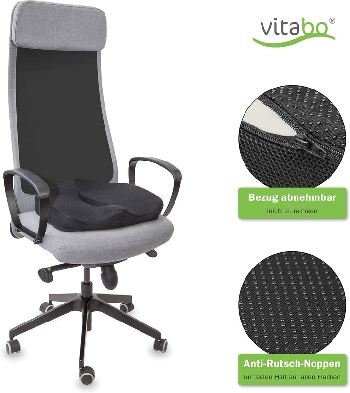 Vitabo ergonomisch geformtes Sitzkissen I Sitzring in O-Form I Sitzdonut aus Viscoschaum mit Memory-