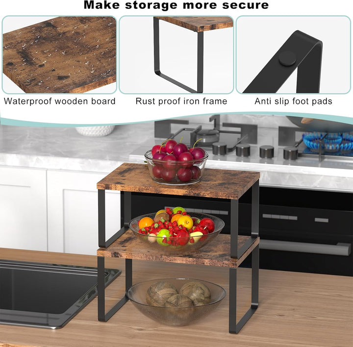 JS NOVA JUNS CADUKE Set mit 4 Thekenregalen Küche stapelbares Schrankregal Holzorganisator Erweiterb