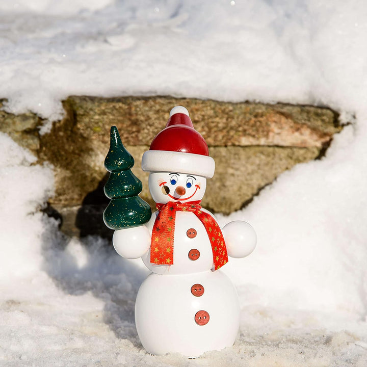 Seiffener Volkskunst | Räuchermännchen | Räucherfigur 15 cm | Schneemann | Original Erzgebirge | 122
