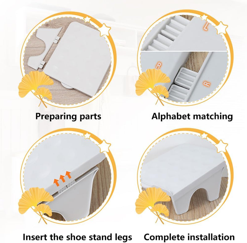 DASIAUTOEM 4 Stück Schuhstapler Rutschfeste Schuhschlitze, Doppelschicht Schuhregal Organizer Schuhe