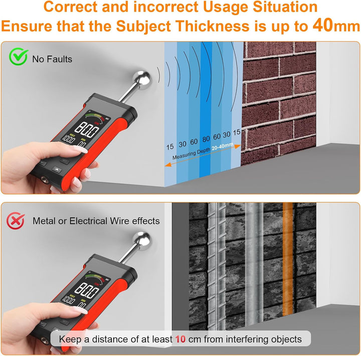 Feuchtigkeitsmessgerät Wand Wiederaufladbar Feuchtemessgerät Zerstörungsfrei Messung Wandfeuchtemess