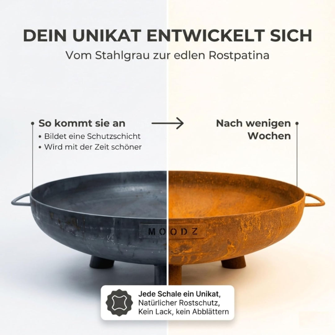Moodz Feuerschale 80cm - Feuerschalen für den Garten - Feuerstelle Outdoor & Feuertonne - Feuerschal