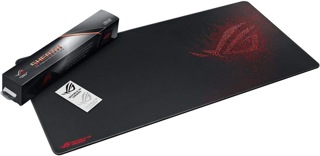 ASUS ROG Sheath Gaming Mauspad (Tischunterlage, extra gross, rutschfest) schwarz / rot, Schwarz
