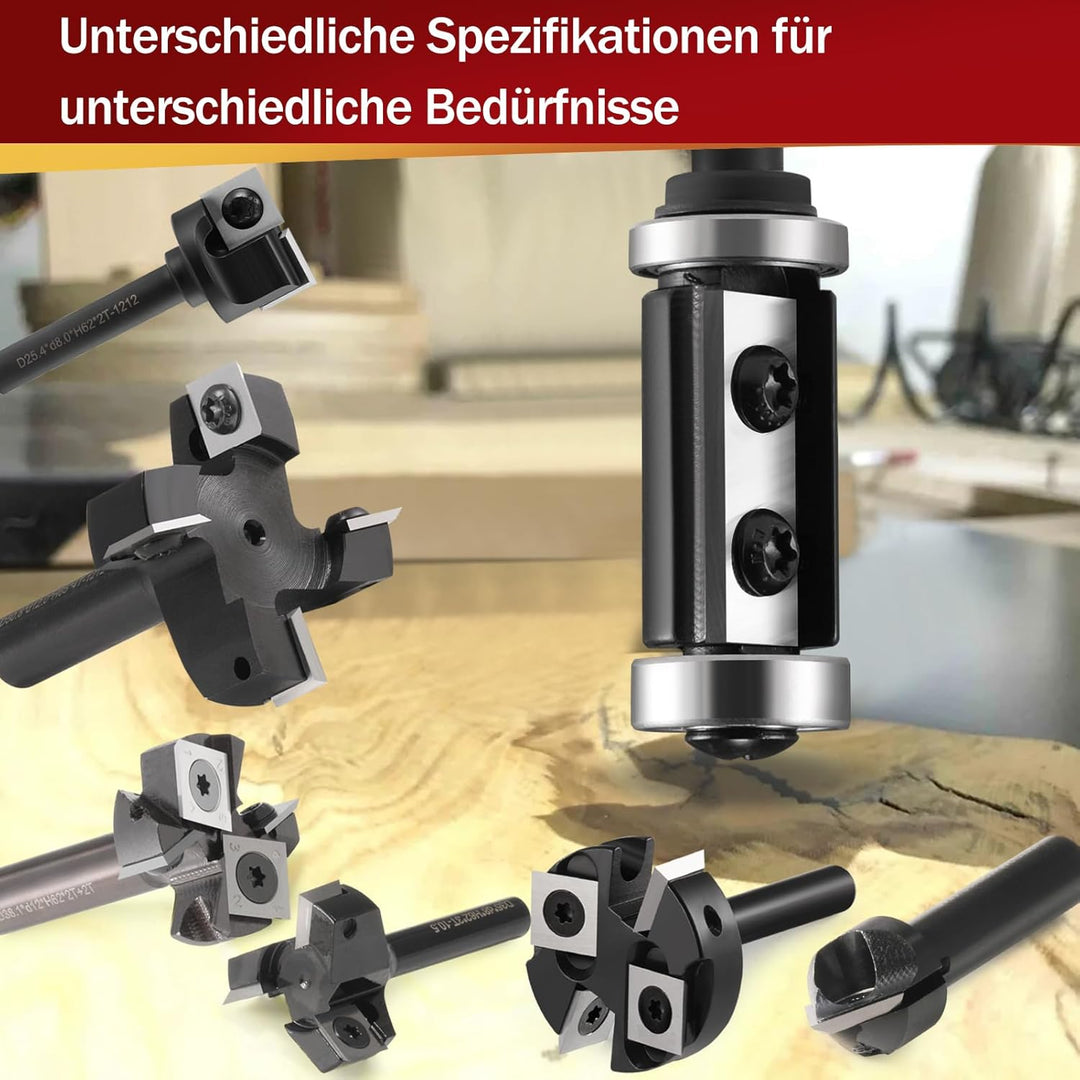 Trvoxviq Wendeplatten Bündigfräser 8mm Schaft, Bündigfräser Oberfräse mit 2-seitigen Austauschbare H