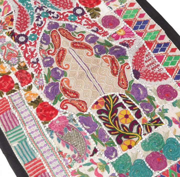 GURU SHOP Orientalischer Tischläufer, Wandbehang, Einzelstück 95x65 cm - Motiv 4, Mehrfarbig, Baumwo