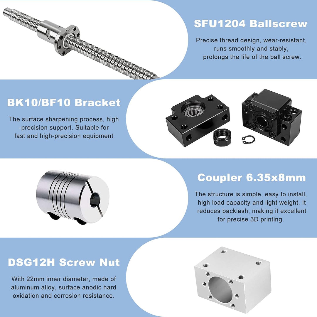 CNCMANS SFU1204 Kugelumlaufspindel, SFU1204 1000mm Edelstahl Ball Screw Gewindespindel mit Bearbeite