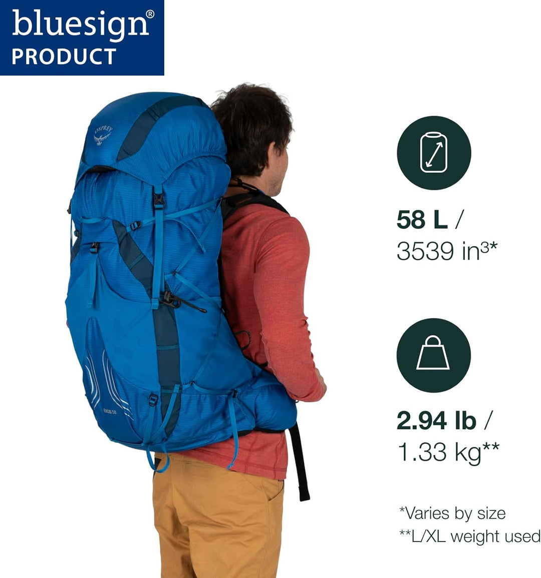Osprey Herren Rucksack Exos 58 Tungsten Grau, Dunkelgrau