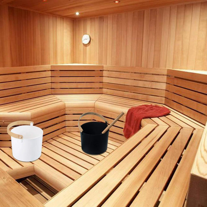 courti 7L Saunaeimer Aluminium Sauna Eimer Saunakübel Set mit Langem Griff, Hochwertiges Sauna Zubeh