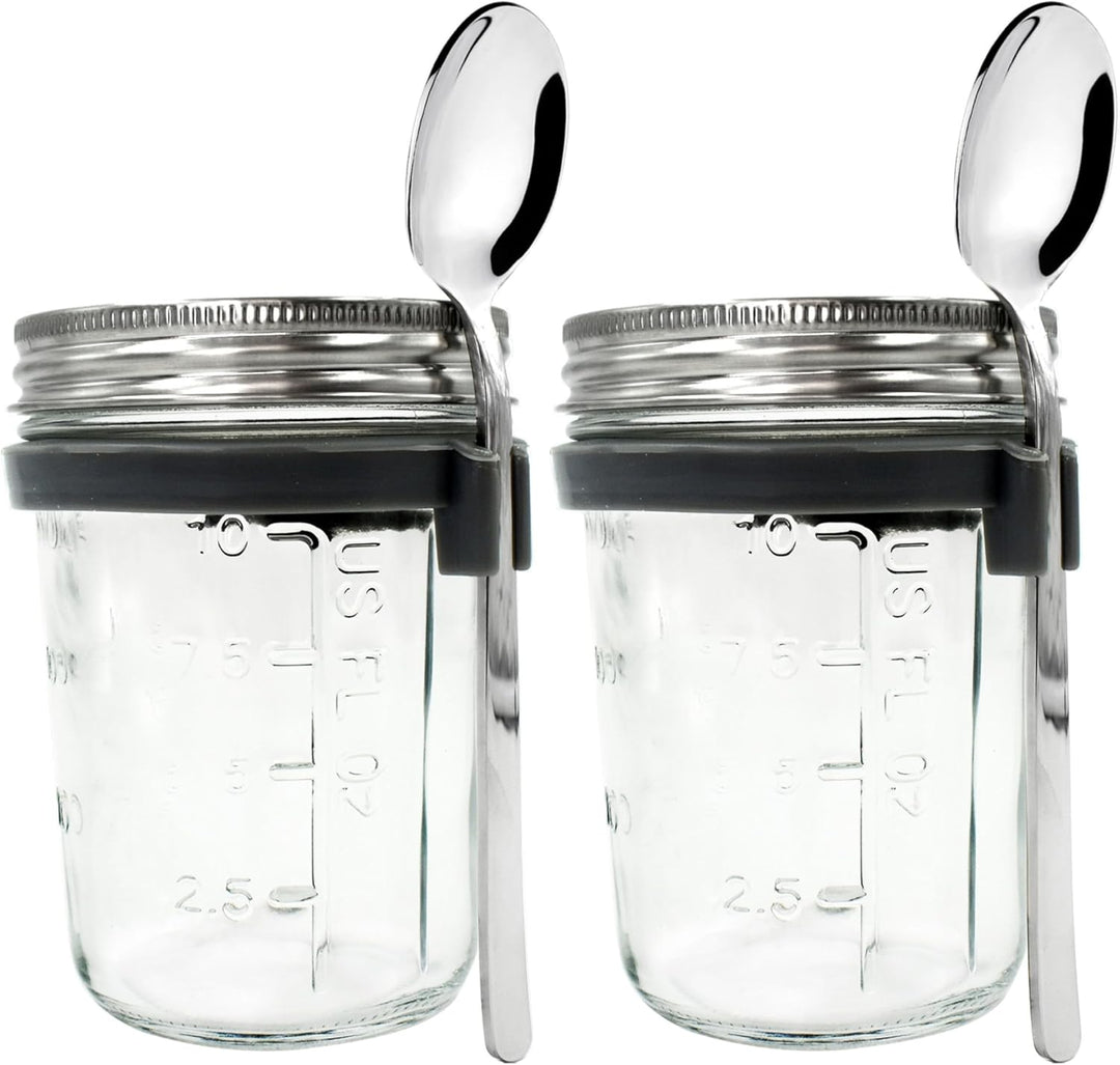 volila Overnight Oats Gläser - (2 Stk. à 350ml) Overnight Oats Behälter mit Deckel - Müslibecher to