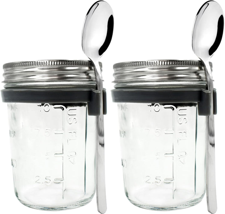 volila Overnight Oats Gläser - (2 Stk. à 350ml) Overnight Oats Behälter mit Deckel - Müslibecher to