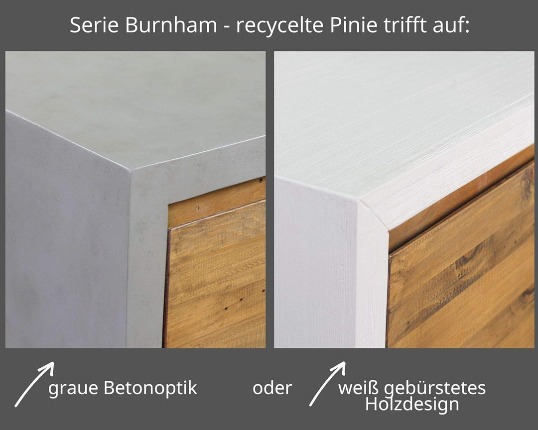 Woodkings® Spiegel 80x70cm Burnham Echtholz recycelte Pinie Natur rustikal Badspiegel mit Ablage in