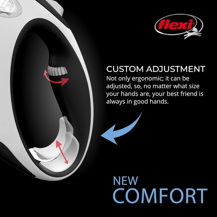 FLEXI New Comfort einziehbare Hundeleine (Klebeband), ergonomisch, langlebig und verhedderungsfrei,