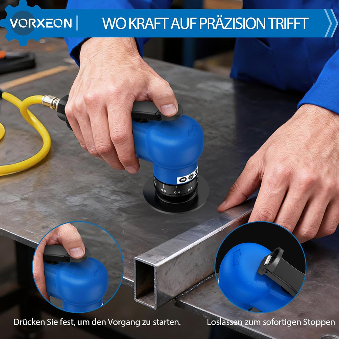 Pneumatische Anfasmaschine Blau, Air Chamfer Tool mit 4-stufiger Drehzahlregelung, Doppel-Schneidkop