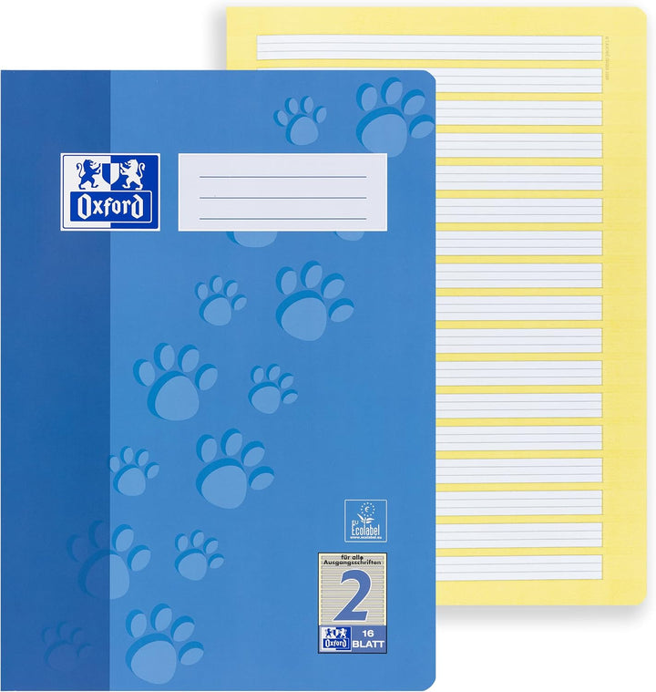 Oxford Schulheft A4, 16 Blatt, Lineatur 2, liniert, 15 Stück Single, Single