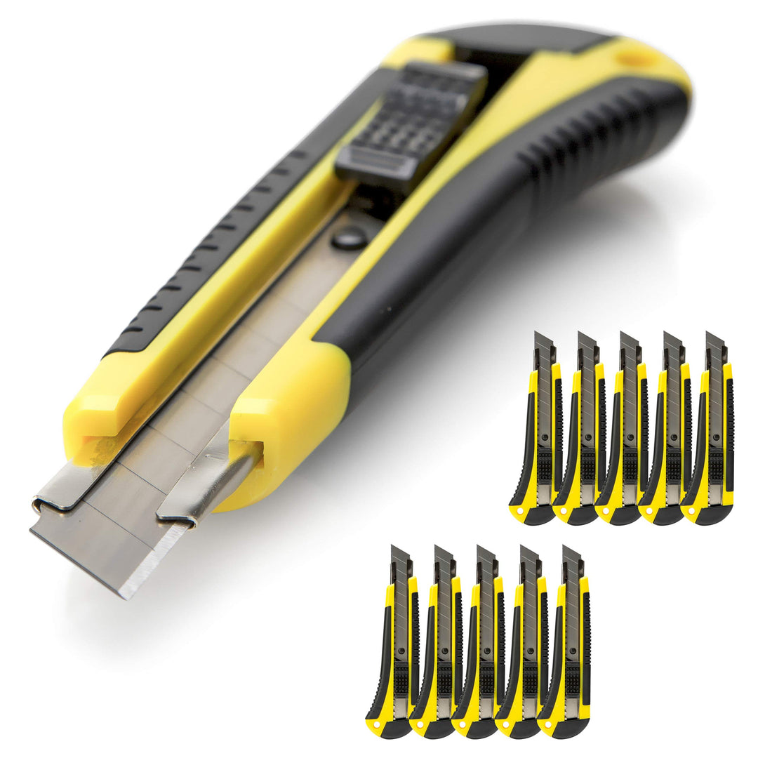 OFFICE POINT Cuttermesser Set Teppichmesser 10 Stück | 18mm | Profi Cutter Messer Metallführung Abbr