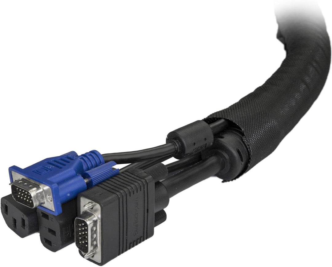 StarTech.com Kabelschlauch (4,6 m, Trimmbares Gewebe, Kabelabdeckung, Kabelkanal) 1.40"x3.90"x15.09f