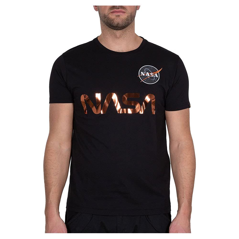 Alpha Industries Herren NASA Reflective T T-Shirt (1er Pack) S Black/Copper, S Black/Copper