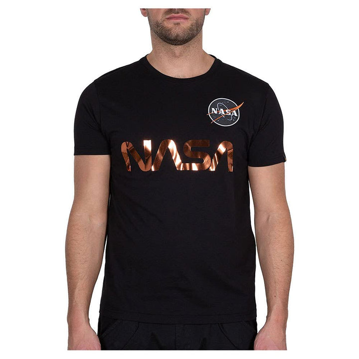 Alpha Industries Herren NASA Reflective T T-Shirt (1er Pack) S Black/Copper, S Black/Copper