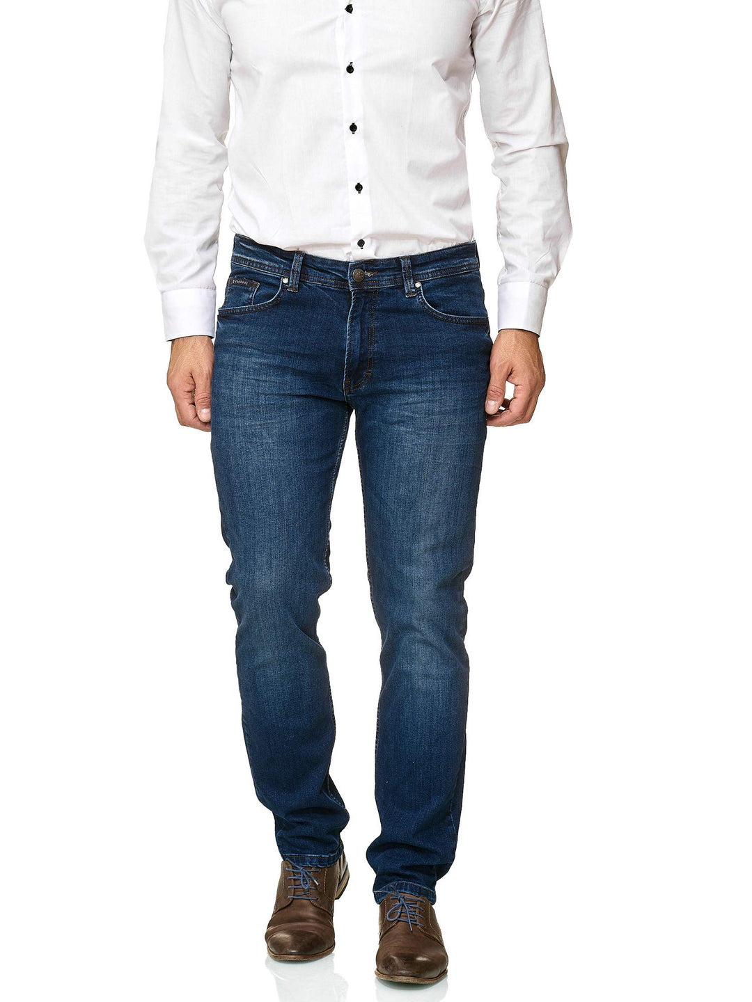 BARBONS Herren Jeans - Bügelleicht - Regular-Fit Stretch - Business Freizeit - Hochwertige Jeans-Hos