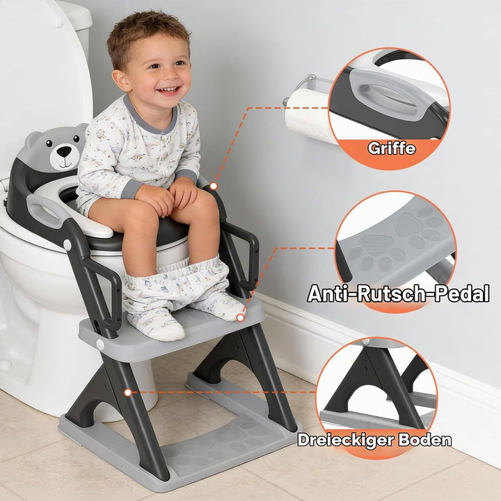 SKYROKU Toilettensitz 2 in 1 Toiletten Aufsatz für Kinder 2-7 Jahre Upgraded Stabil bis 90kg PP(BPA-
