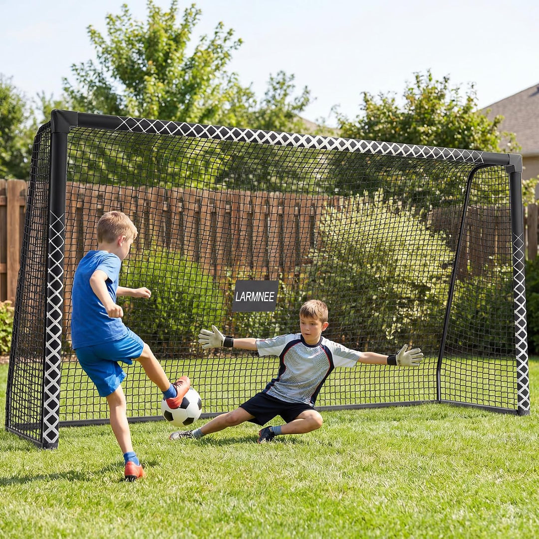 Grosses Fussballtor, PE-Knotennetz, inklusive U-Heringen, Schaumstoffbezug, für Outdoor, Garten, Spi