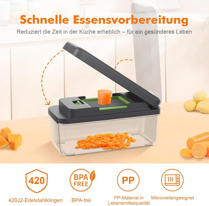 Ibergrif M524-7 GemüSeschneider, Vegetable Chopper Multifunktional Kein BPA, Gemüse Schneider Spülma