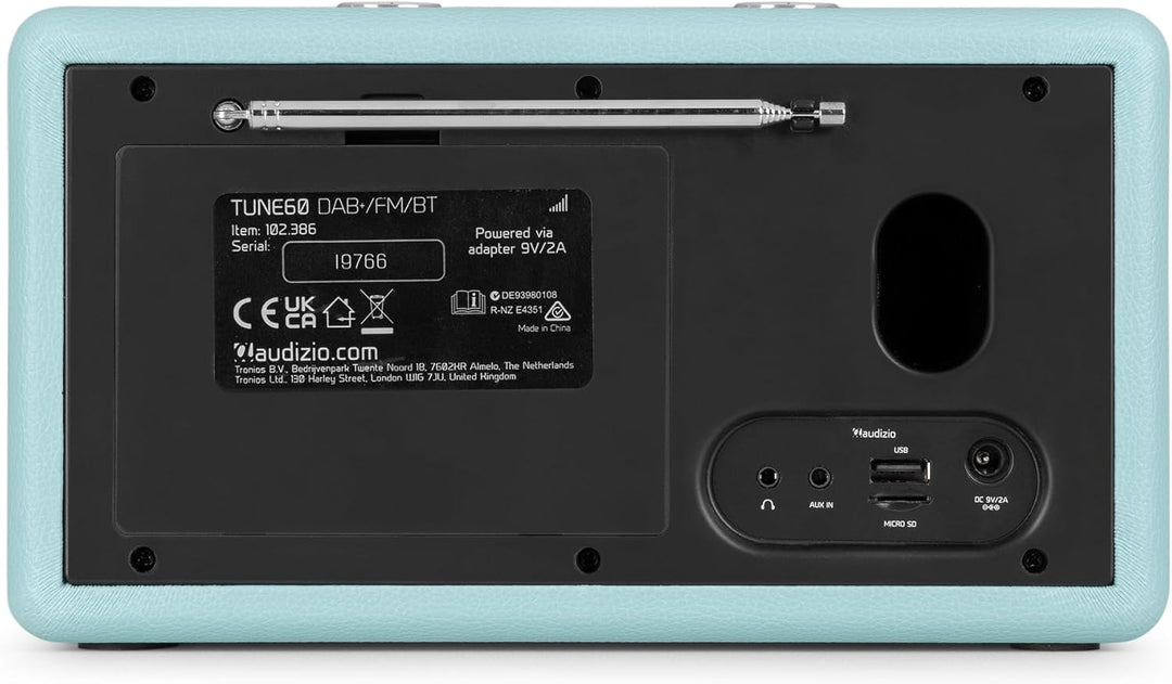 Audizio Tune60, DAB Radio mit Bluetooth Lautsprecher, Fernbedienung, FM, 40 Watt, Batterie- Netzbetr
