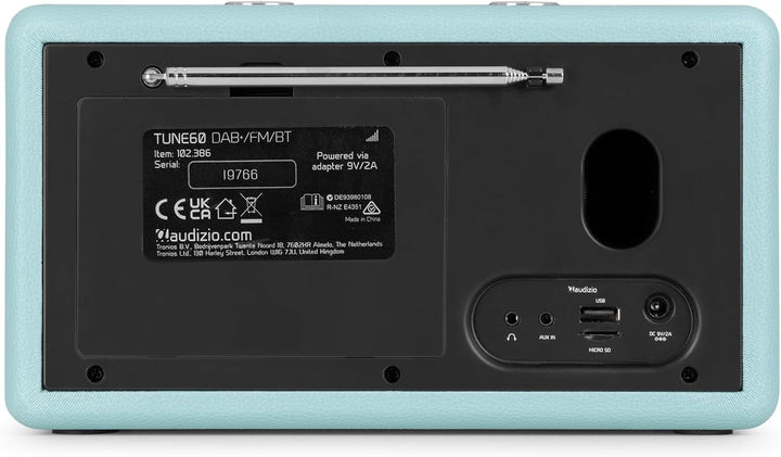 Audizio Tune60, DAB Radio mit Bluetooth Lautsprecher, Fernbedienung, FM, 40 Watt, Batterie- Netzbetr