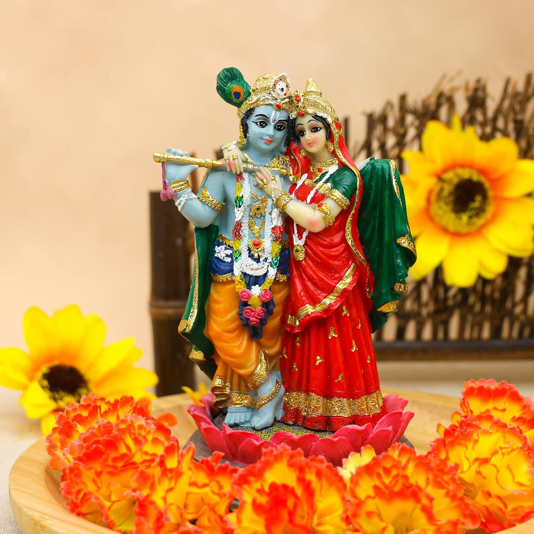 alikiki Indische Statue Radha Krishna – 14 cm H hinduistische Göttin Radha und Gott Krishna Skulptur