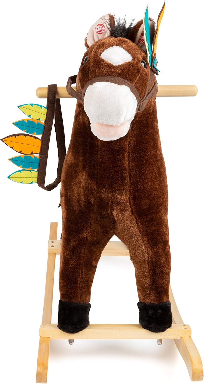 small foot 11385 Schaukelpferd Indianer, mit Soundeffekten und inkl. passenden Kopfschmuck, ab 3 Jah
