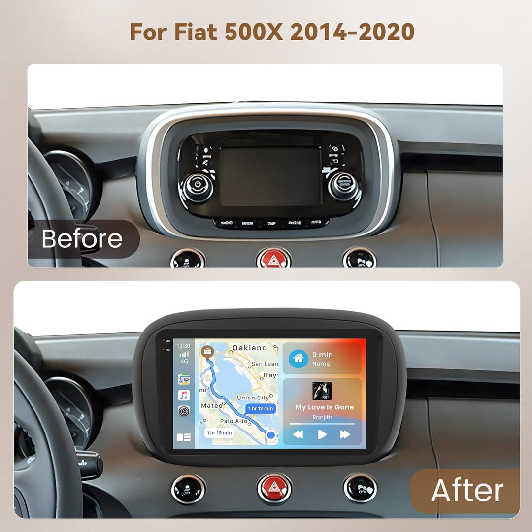 Hikity Android 15 4+128G Autoradio für FIAT 500X 2014-2020 mit 9 Zoll Incell Touchscreen, Autoradio