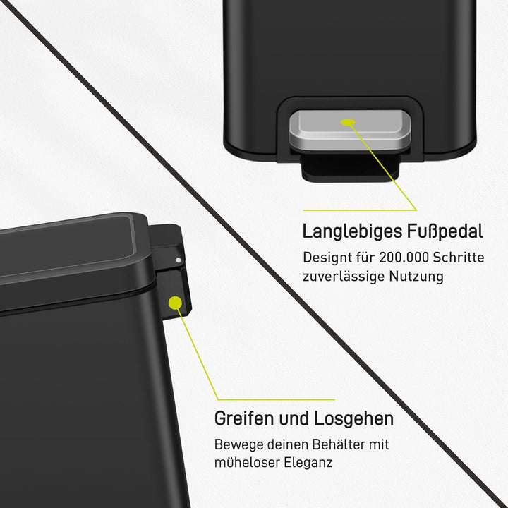 EKO Stella Mülleimer Bad 10L, Kleiner Abfalleimer fürs Badezimmer mit Soft-Close-Deckel, fingerabdru