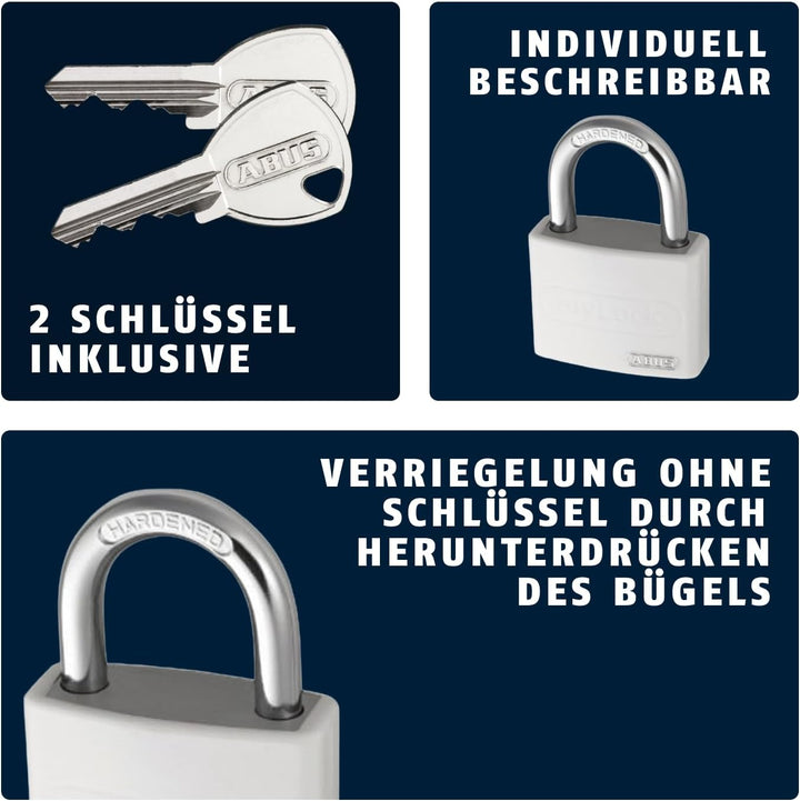 ABUS Vorhängeschloss T65AL/40 myLOCK - individuell beschreibbar - Spindschloss - massiver Aluminium-