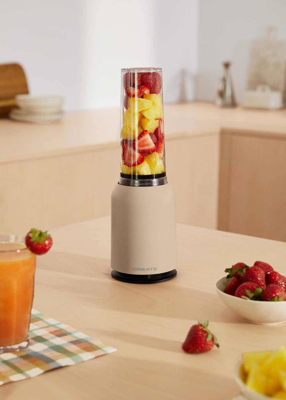 CREATE/MOI/Standmixer Sand/Mixer für Smoothies und Milchshakes, 400ml Glas, BPA-frei, tragbar, Edels