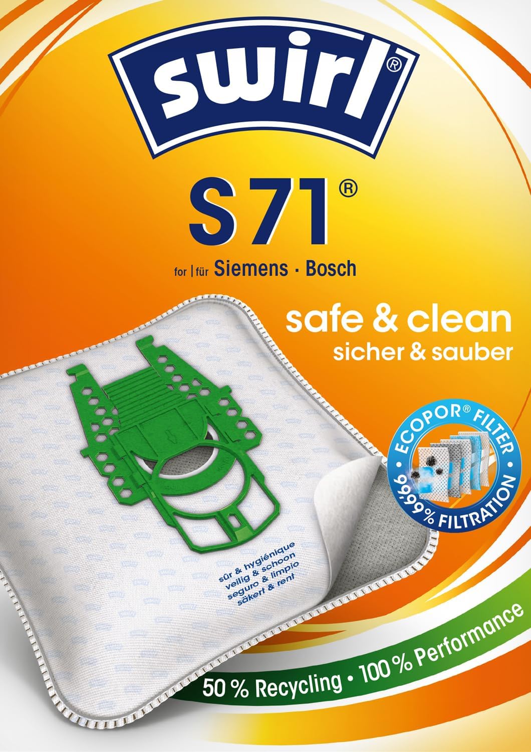 S 71 MicroPor® Plus Staubsaugerbeutel Vorteilspack, 10 Beutel für Siemens und Bosch Staubsauger 10 P