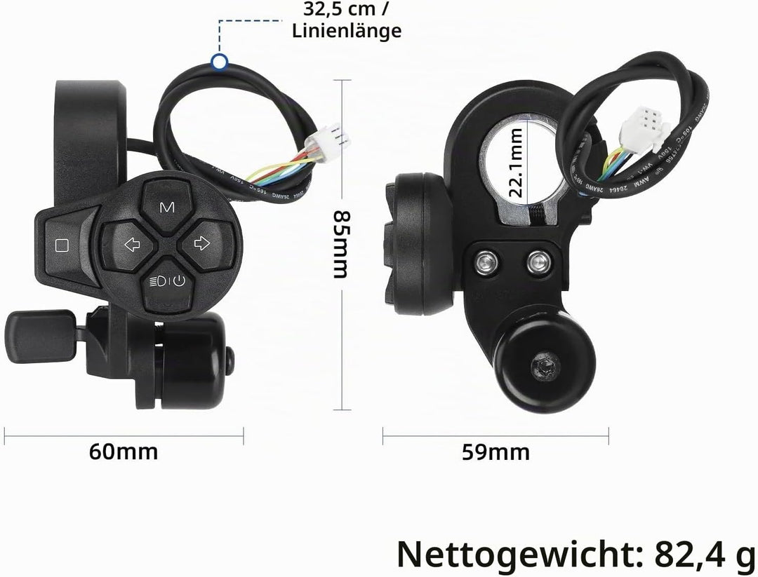 myBESTscooter – Blinkerschalter mit Klingel für Segway Ninebot Max G3, F3, ZT3 Pro Elektroroller